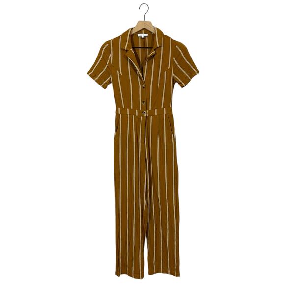 Emory Park Tailored Pinstripe Jumpsuit - Mustard - XS - Picture 1 of 16
